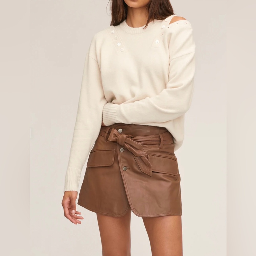 Mini leather brown skirt